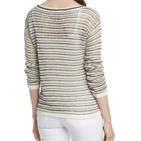 Alice & Olivia | Ethan Novelty Striped Open Knit Sweater Size Medium - Picture 2 of 13